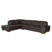 Baxton Studio 625-M9805-Sofa/Lying Leather/Match (M) Reverse Diana Dark Brown Sofa/Chaise Sectional Reverse